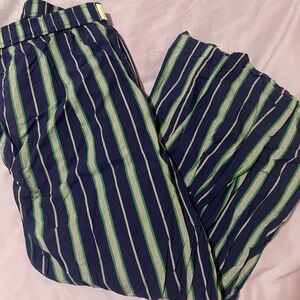 Anthropologie Navy and Green Striped Pants